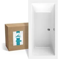 Calmwaters Badewanne Modern Square 2, Weiß, 190 x 90 cm - Moderne rechteckige Badewanne für zwei Personen aus robustem Acryl, ergonomisch gestaltet für optimalen Komfort und mit 320 l Fassungsvermögen – ideal für entspannende Schaumbäder.