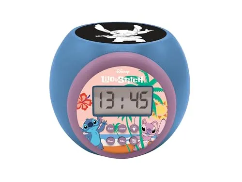Lexibook Disney Stitch Projektionswecker - Nachtlicht mit Timer, sanftes Aufwachen und faszinierende Deckenprojektion in drei Farben