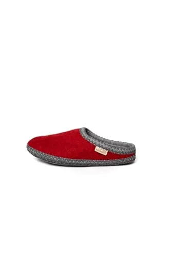 Living Kitzbühel Pantoffel mit Häkelverzierung aus Schurwolle | Atmungsaktive Hausschuhe | Herausnehmbares Fußbett für individuellen Komfort | Handgefertigt in Europa rot, 38