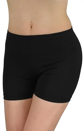 Alkato Damen Sport Shorts mit Hohem Bund Hotpants Radlerhose, Farbe: Klassisch/Schwarz, Größe: 34