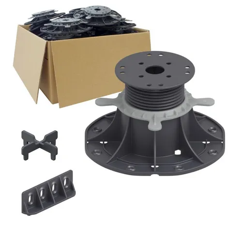 Trevendo Universal Stelzlager Sparpakete (25-St) - Außenanbau, höhenverstellbar von 70-120 mm, robust und langlebig, tragfähig bis 400 kg, ideal für stabile Terrassenkonstruktionen.