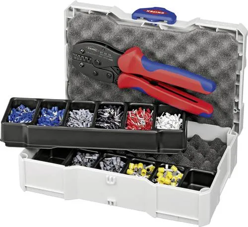 Knipex 97 90 23 Crimpzange Aderendhülsen - Crimpzange für Aderendhülsen 0.25 bis 6mm², inkl. Aderendhülsensortiment im stabilen TANOS MINI-systainer für einfache Handhabung und Aufbewahrung.