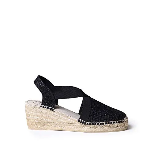Toni Pons Damen-Espadrille aus Baumwollstoff - Triton - Schwarz, 41 EU