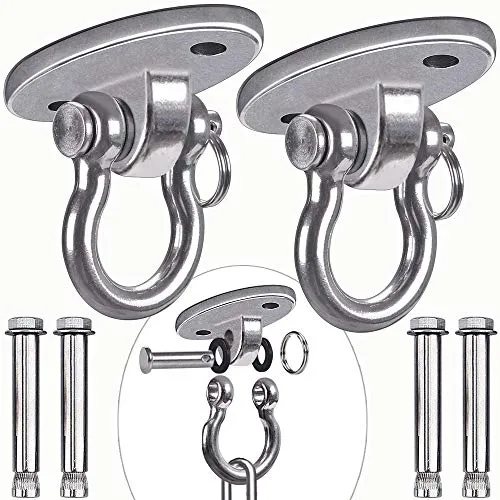 BeneLabel 2er Schaukel Deckenhaken Edelstahl, Hängematte Befestigung Schwerlast Derhbar Hängesessel Aufhängung Schraube für Betondecken Yoga Boxsack Deckenhalterung, Bis 454kg