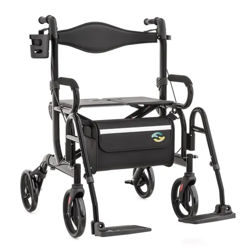 Helavo Rollator H1070, 2-in-1 Rollator & Rollstuhl mit Sitz