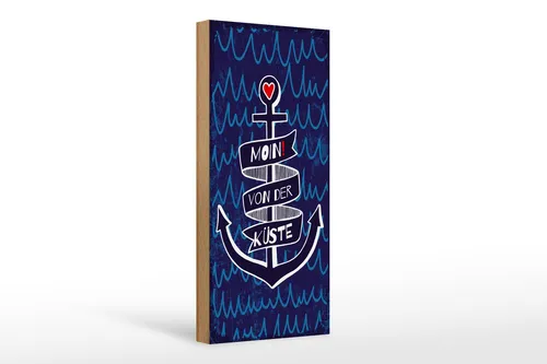 Holzschild Spruch 27x10 cm Moin von der Küste Anker Deko Schild
