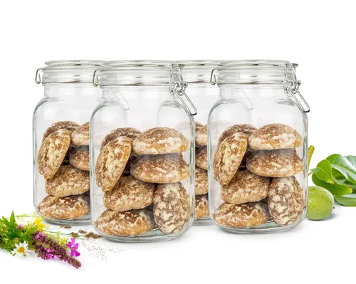 Sendez 6 Einmachgläser 2 Liter mit Bügelverschluss - Einmachgläser Set mit 6x2 Litern, ideal für die Aufbewahrung großer Mengen, inklusive 10 Etiketten & Stift für einfache Beschriftung.