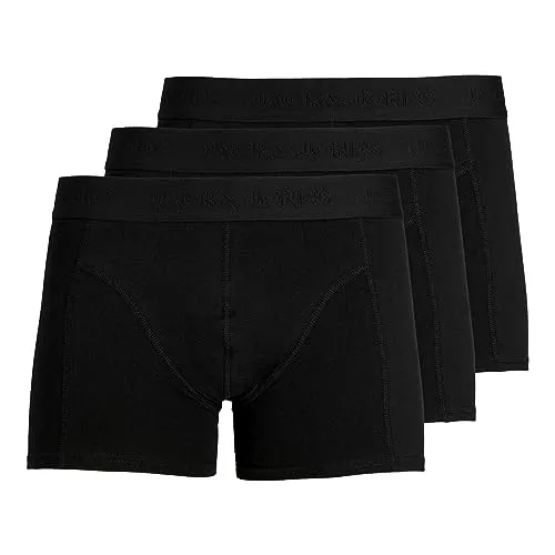 Jack & Jones Herren Boxershort JACWAISTBAND TRUNKS - 3er Pack Schwarz - Herrenunterhosen im 3er Pack, körperbetonter Schnitt mit breitem Komfortbund für optimalen Tragekomfort, ideal für den täglichen Gebrauch.