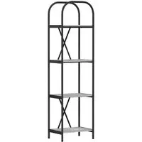 vidaXL Regal Grau Sonoma 40 x 30 x 146 cm - Modernes Bücherregal aus hochwertigem Holzwerkstoff mit 4 Regalen, ideal für stilvolle Aufbewahrung von Büchern und Deko, stabil durch robuste Stahlbeine.