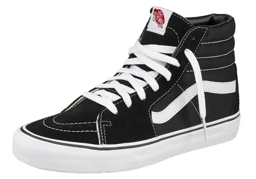 Vans SK8-Hi Sneaker schwarz 36,5 EU - Sneaker aus textilem Canvas-Material, knöchelhoch und ideal für Skateboarding mit retro Stil und verstellbarer Schnürung.