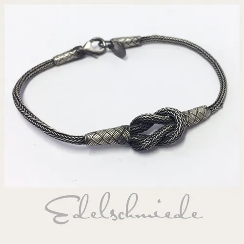 Edelschmiede925 geflochtenes Armband 925/- Sterling Silber geschwärzt 21 cm 