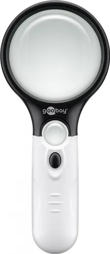 Goobay Lupe, 1,75x & 12,25x Vergrößerung, LED-Beleuchtung, 16 lm, batteriebetrieben