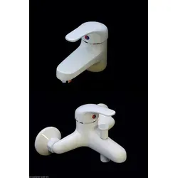 Hochwertige Waschtischarmatur und Badewannenarmatur in Weiß - Elegante Waschtisch- und Badewannenarmatur mit geräuscharmen Kartuschen und langlebigem Messingkörper. Einfache Montage für optimale Funktionalität in Ihrem Badezimmer.