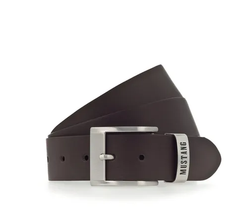 Ledergürtel MUSTANG Damen 120 cm - Dunkelbraun Vintage - Hochwertiger Ledergürtel von MUSTANG aus Rindsleder mit feiner Haarnarbung. Der 4 cm breite Gürtel vereint klassischen Stil mit lässigem Vintage-Charakter, perfekt für schicke und legere Outfits.