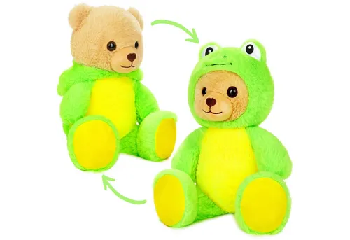 BRUBIES Kuscheltier Teddy Frosch - 25 cm Teddybär im Froschkostüm mit Kapuze (Plüschtier für kuschelige Abenteuer, 1-St), Kuscheltier Geschenk für Kinder