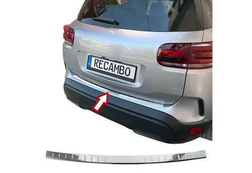 RECAMBO Ladekantenschutz für Citroen C5 Aircross - Abdeckblenden für optimalen Schutz der Stoßstange, aus hochwertigem V2A Edelstahl, rostfrei und mit perfekter Passform für langfristige Nutzung.