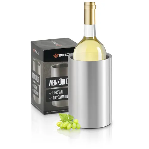 Weinkühler Edelstahl Ø 12 cm, Sektkühler doppelwandig Flaschenkühler Mahlzeit
