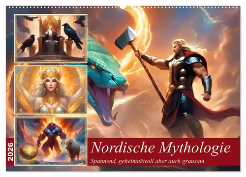 Claudia Kleemann | Nordische Mythen Wandkalender 2026 - Entdecken Sie faszinierende nordische Mythen mit diesem DIN A2 Wandkalender. Hochwertige Motive und spannende Geschichten für jeden Monat, ideal für Mythologie-Liebhaber.