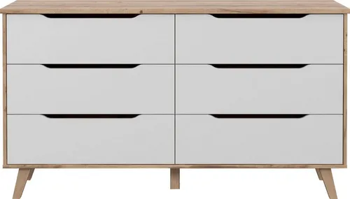 Forte VANKKA Kommode mit 6 Schubladen in weiß von Forte
