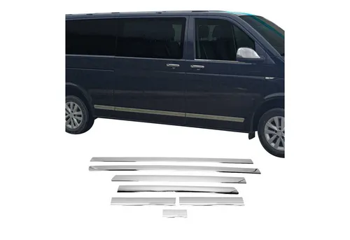 OMAC Zierleisten-Aufkleber Seitentürleiste für VW Caravelle T5 L2 Chrom (4tlg) - Hochwertiger Zierleisten-Aufkleber für die Langradstand-Version L2. Verleiht Ihrem Fahrzeug einen eleganten Look und schützt vor Kratzern. Einfache Installation ohne Bohren und aus robustem Edelstahl für langanhaltende Freude.