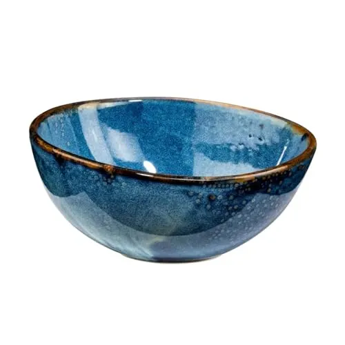Verlo DEEP Blue Bowl schüssel 22 x 20 cm Servierschüssel ideal für Salate, Suppen, Pasta Schüssel aus hochwertigem Porzellan Obstschale, Salatschale, Suppenschale