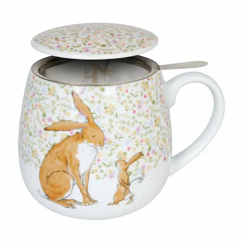 Könitz Tea For You Becher Rate mal..., mit Sieb und Deckel, Porzellan, 420 ml