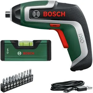 Bosch Akkuschrauber IXO 7 Level Set - 3,6V, 2,0Ah mit Akku, Bitset und Wasserwaage, multifunktional und ideal für präzise Arbeiten