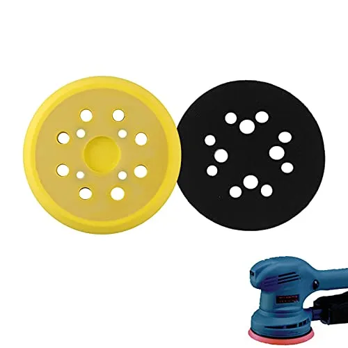 Stück 125 mm rund Schleifteller mit 8 Löchern, Professional Schleifteller PU,Zubehör für Exzenterschleifer für Holz Metal Plastik(Gelb) 1