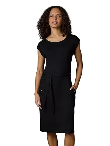 Ragwear Damen Sommerkleid Taggien YOUMODO Black Gr. L - Feminines Midikleid mit Taillengürtel für eine betonte Silhouette. Aus leichtem, elastischem Jersey für hohen Tragekomfort. Perfekt für entspannte Sommertage und stilvolle Casual-Looks.