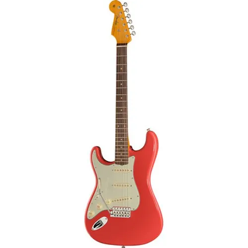 Fender American Vintage II 1961 Stratocaster LH RW Fiesta Red - Ikonische E-Gitarre mit Ahornhals und Palisandergriffbrett. Für authentischen Vintage-Sound und Spielgefühl, inklusive Deluxe Hardshell Case.