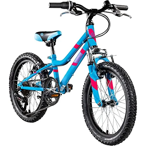 Galano GA20 Kinder Fahrrad 18 Zoll – 7 Gang Mountainbike für Mädchen & Jungen - Mountainbike für Kinder von 115-130 cm, leichtes Hardtail mit Federgabel und 7 Gang Schaltung für sicheres Fahren und viel Spaß auf jedem Abenteuer.