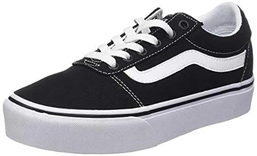 Vans Ward Platform Plateausneaker schwarz 42 EU - Sneaker aus textilem Canvas-Material, ideal für Skateboarding, mit sportlichem Design und bequemer Plattformsohle für zusätzlichen Komfort.