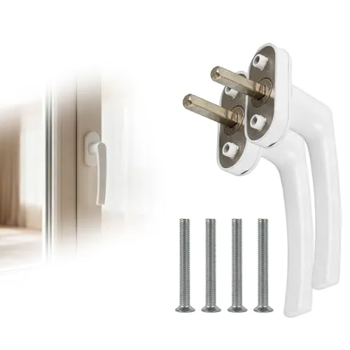 Fenstergriff Aluminium, 2 PCS Kindersicherung, schlüsselloses Fensterschloss und Sicherheitsfenstergriff in Stiftlänge 35mm, Türgriffe für Fenster, Terrassentüren und Balkontüren, fenstergriffe weiß
