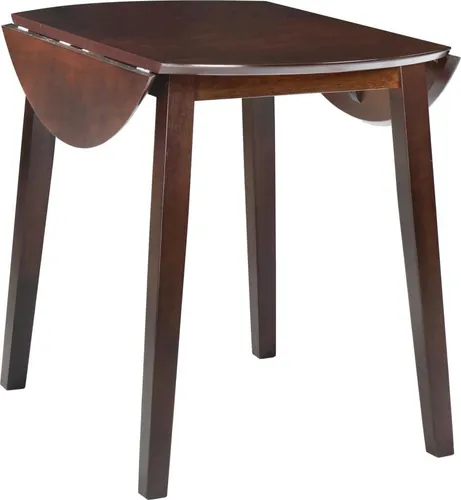 vidaXL Klappbarer Rund-Esstisch aus MDF in Braun - Esstisch aus geschliffenem MDF und massivem Gummibaumholz, ideal für kleine Küchen dank klappbarem Design, einfach zu reinigen und stabil.