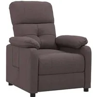 vidaXL Relaxsessel Dunkelbraun Stoff - Bequemer Relaxsessel mit manueller Liegefunktion in 3 Positionen, ideal für entspannte Fernsehabende. Hochwertiger Stoffbezug und stabiler Holz-Metall-Rahmen sorgen für Langlebigkeit und Komfort.