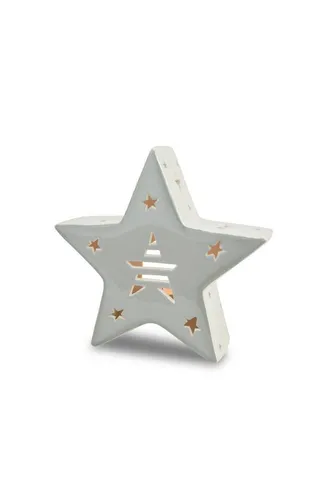 RIFFELMACHER & WEINBERGER Christbaumschmuck Deko-Stern Teelichthalter - Weiß, Dolomit, 16 cm -