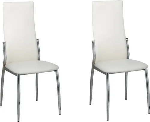 vidaXL Esszimmerstuhl 2er Set Weiß Kunstleder - Moderne Esszimmerstühle mit ergonomischem Design für hohen Komfort. Robuste Konstruktion mit Chrombeinen und pflegeleichtem Kunstleder.