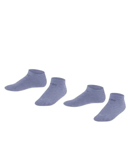 ESPRIT Unisex Kinder Sneakersocken Foot Logo Multipack K Sn Baumwolle kurz einfarbig 2 Paar, Blau Jeans 6458, 27-30