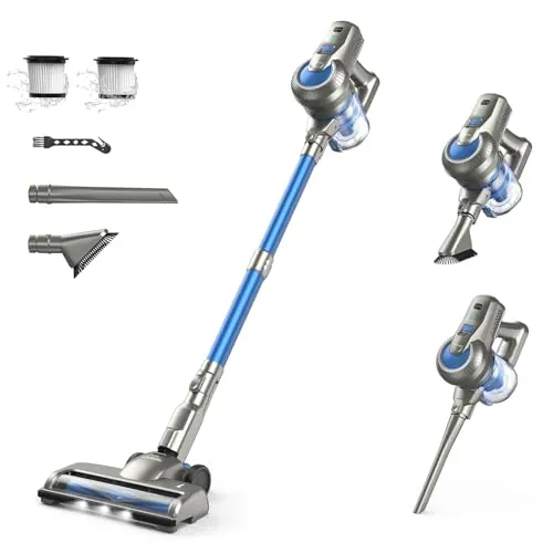 Kalado KCV500 Akku Staubsauger, 23kPa Saugleistung Ultraleichter Staubsauger Kabellos, 6-in-1 Handstaubsauger, 35 Min Laufzeit, kabelloser Staubsauger Stielstaubsauger für Tierhaare,Teppich, Hartböden