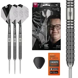 Target Darts Beau Greaves Steeldart Dartpfeil-Set 23 g - Dartpfeil-Set mit 90%-Tungsten-Barrels und Swiss Point-System für einfachen Punktwechsel. Entwickelt für maximale Kontrolle und Grip, ideal für ambitionierte Spieler.