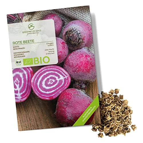 BIO Rote Beete Samen (Chioggia, 35 Korn) - Rote Bete Saatgut aus biologischem Anbau ideal für die Anzucht im Garten, Balkon oder Terrasse