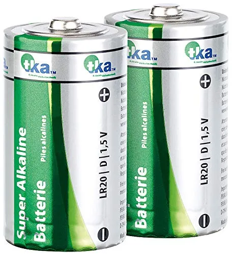 tka Köbele Akkutechnik D-Zellen-Batterien: Super Alkaline Batterien Mono 1,5V Typ D im 2er-Pack (Batterien Typ D Monozelle, Mono LR20)