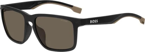 Hugo Boss BOSS 1542/F/S 087 Matte Black Beige Herren Sonnenbrille - Sportbrille aus Eco Polyamid, mit stylischem Design und optimalem UV-Schutz – perfekt für aktive Männer.