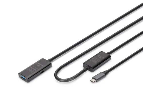 DIGITUS Aktives USB 3.2 Gen1 Verlängerungskabel 10m - KABEL & ADAPTER, verlängert USB-Verbindungen um 10 m mit Datentransferraten bis zu 5 Gbit/s für schnelle Datenübertragungen.