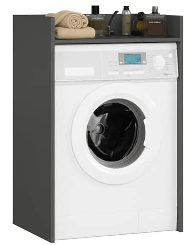 BDW Waschmaschinenschrank 97,5x64x50 cm, für Waschmaschine & Wäschetrockner, Badezimmerschrank Hoch, Badezimmer Möbel, Bad Schrank Badezimmerschrank (Graphit)