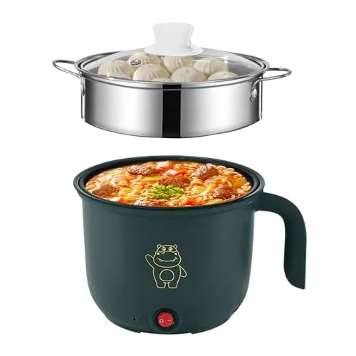 GOEDCH Mini Elektrischer Hot Pot – Tragbarer Kochtopf mit Dampfgarer