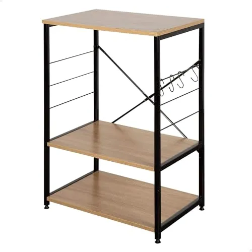 AKTIVE Max Home Küchen-Sideboard, 60 x 40 x 82 cm, Holz und Stahl, 3 Ebenen und 4 seitliche Haken, verstellbare Füße, Vorratsschrank, Mikrowellenständer, Sideboard (18425)