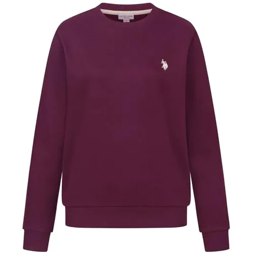 U.S. Polo Assn. Damen Pullover (S-XL) Langarm Sweatshirt mit Rundhalsausschnitt warm P016 - Prune-Beige Größe XL - Gr.XL