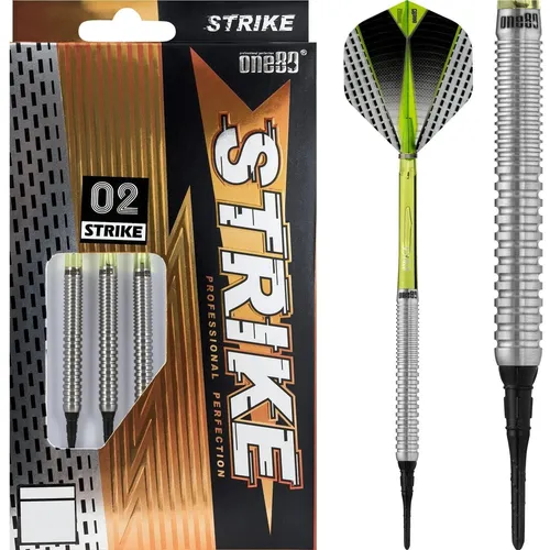 One80 Strike 02 Soft Tip Dartset 18g Silber – Präzise Softdarts - Hochwertiges Dartset mit 80 % Wolfram, ideal für präzise Würfe. Perfekt geeignet für Softdart-Enthusiasten und Hobbyspieler.