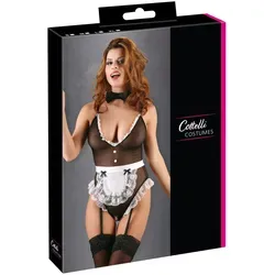 3-teiliges Kellnerinnen-Kostüm von Cottelli COSTUMES – Verführerisch & Klassisch - Sexy Kleidung & Dessous – Perfekt für den erotischen Servier-Service mit verstellbaren Trägern und offenem Schritt für besondere Anlässe.